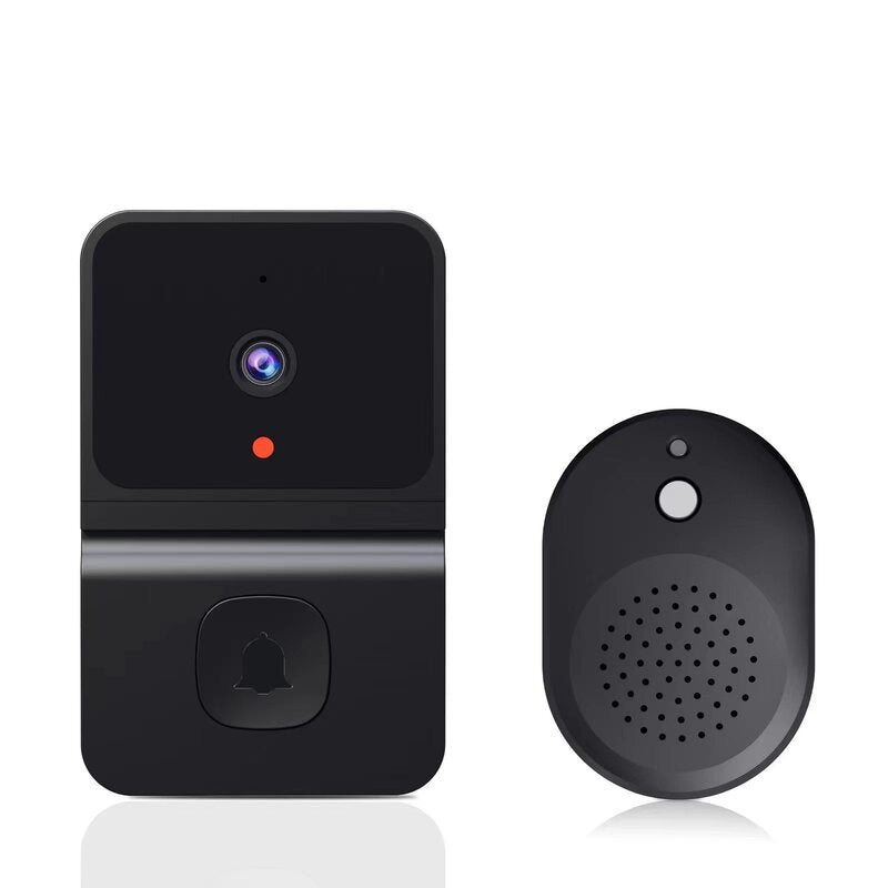 Smart Wireless WiFi Video Doorbell with Camera, Rechargeable Battery, Two-Way Audio, Ulook App, Black/White