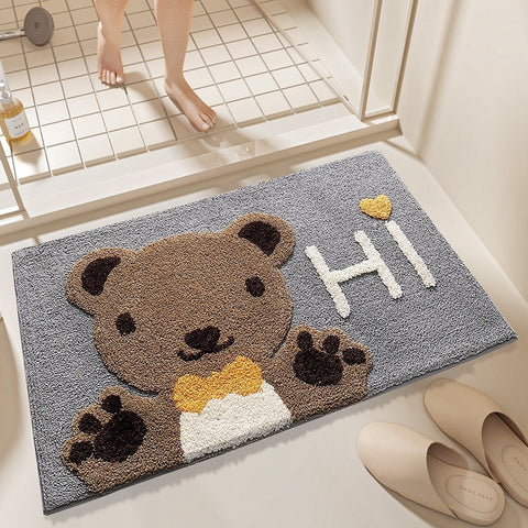 Bathroom non slip floor mat with unique and creative flocking foot pad home bathtub mat