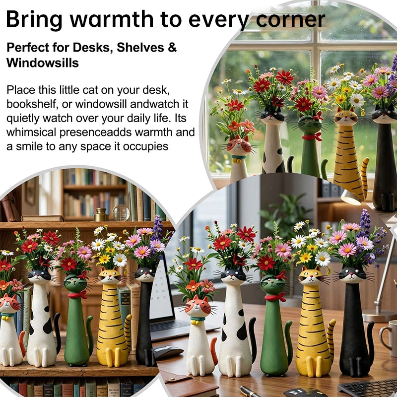 Creative Cat Vase | Handmade Decorative Flower Holder for Home & Office Décor