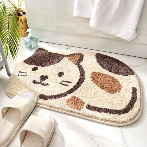 Bathroom non slip floor mat with unique and creative flocking foot pad home bathtub mat