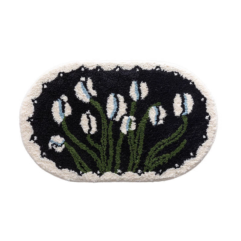 Plush toilet bathroom door anti slip imitation cashmere carpet bathroom floor mat