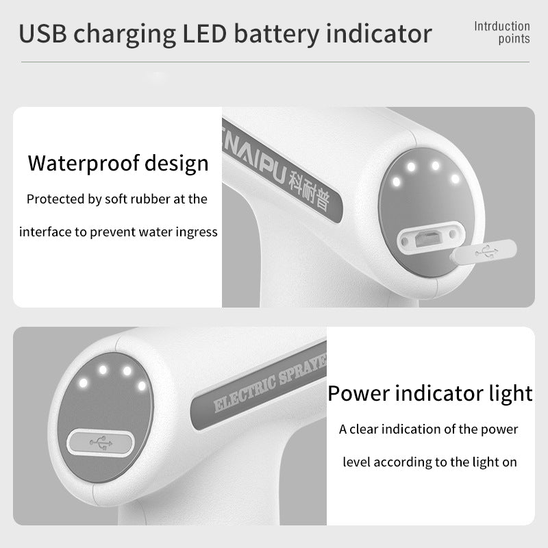 Portable Electric Sprayer 900ml, USB Rechargeable Garden & Household Mist Sprayer, 2000mAh Battery
