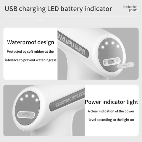 Portable Electric Sprayer 900ml, USB Rechargeable Garden & Household Mist Sprayer, 2000mAh Battery