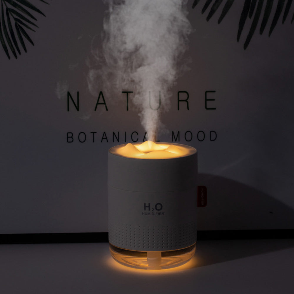 Snow Mountain USB Humidifier with LED Night Light, 500ml Mini Desktop Cool Mist Humidifier, Rechargeable or USB Powered