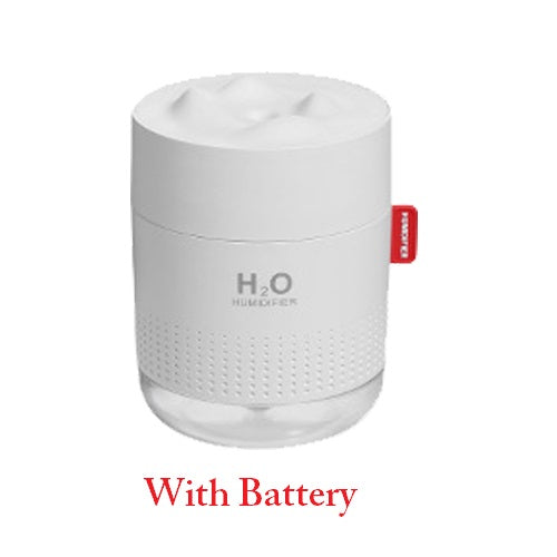 Snow Mountain USB Humidifier with LED Night Light, 500ml Mini Desktop Cool Mist Humidifier, Rechargeable or USB Powered