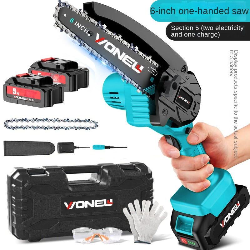 Cordless Mini Electric Chainsaw 6 Inch | Rechargeable Wood Cutting Saw for Home & Garden