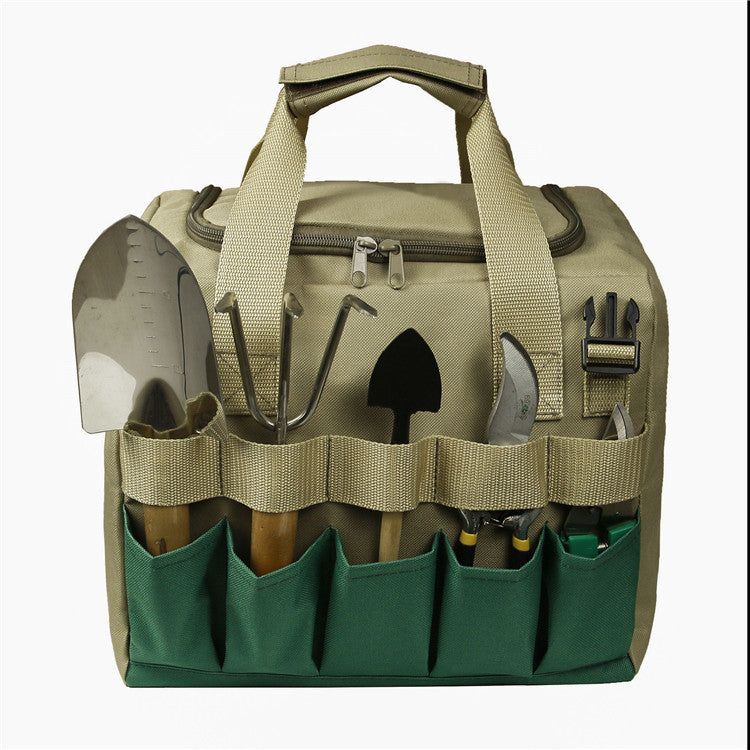 Foldable Garden Stool with Storage Bag, Portable Gardening Seat, Heavy-Duty Oxford Cloth, Khaki & Green
