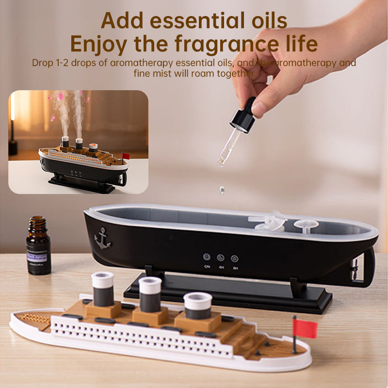 Titanic Ship Humidifier & Essential Oil Diffuser | Jellyfish Smoke Ring Ultrasonic Aroma Diffuser