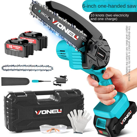 Cordless Mini Electric Chainsaw 6 Inch | Rechargeable Wood Cutting Saw for Home & Garden
