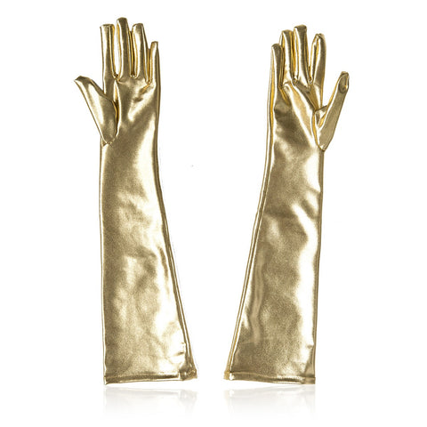 Patent Leather Five-Finger Gloves for Adults, Stylish Roleplay & Costume Accessories