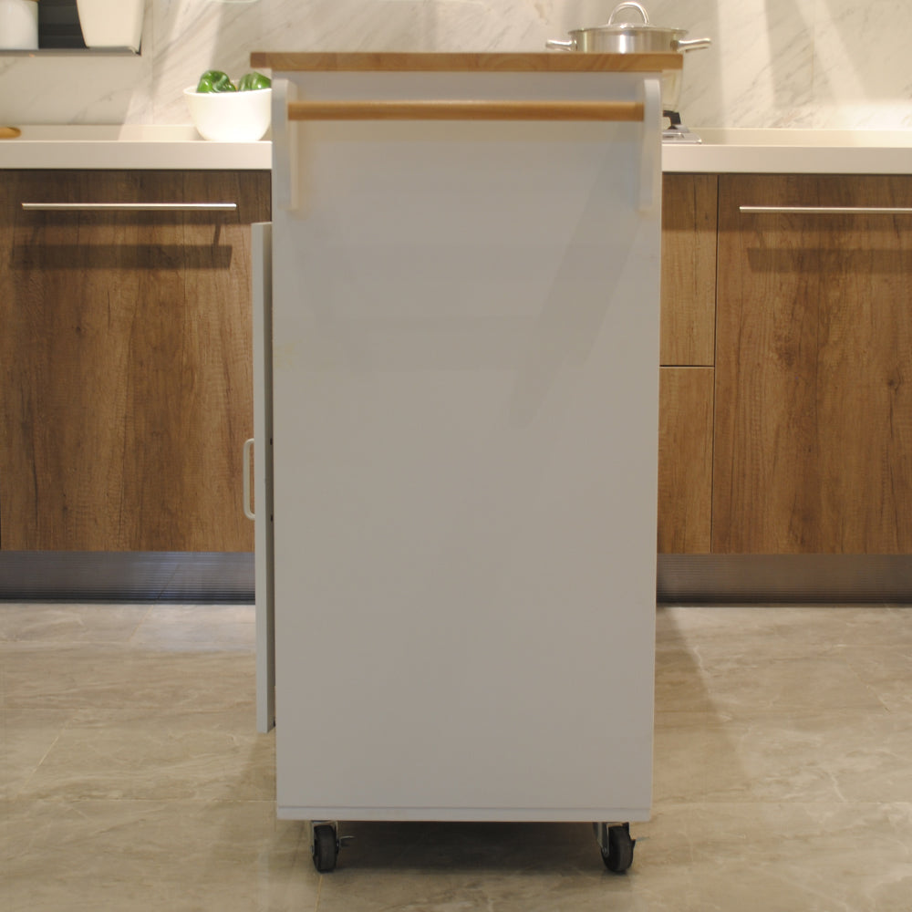 Mobile Kitchen Island Cart with Storage | Rolling Kitchen Cabinet with Rubber Wood Top & Drawers