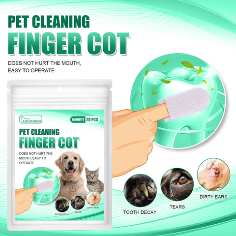 Pet Tooth Cleaning Finger Wipes for Dogs & Cats, Dental & Ear Cleaning Finger Sleeves