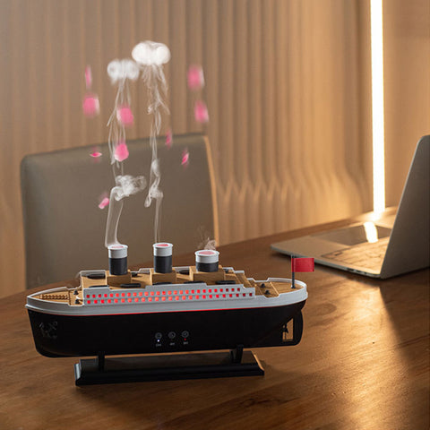 Titanic Ship Humidifier & Essential Oil Diffuser | Jellyfish Smoke Ring Ultrasonic Aroma Diffuser