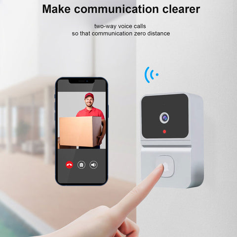 Smart Wireless WiFi Video Doorbell with Camera, Rechargeable Battery, Two-Way Audio, Ulook App, Black/White
