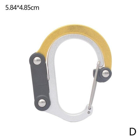 D-Type Aluminum Alloy Carabiner Clip, Multi-Function Keychain Hook, Outdoor Camping Hanging Buckle