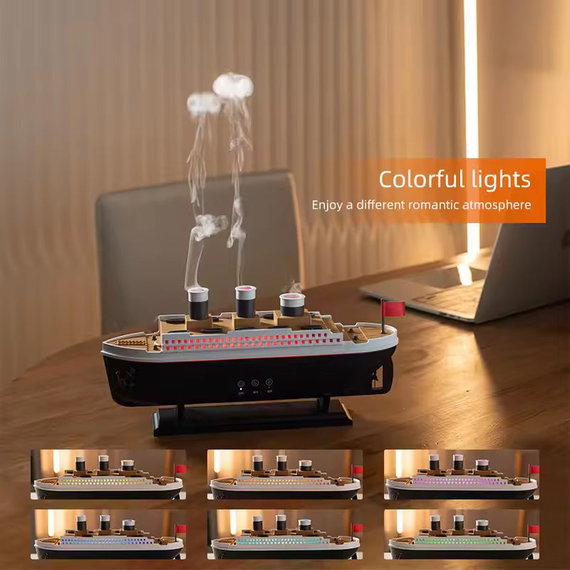 Titanic Ship Humidifier & Essential Oil Diffuser | Jellyfish Smoke Ring Ultrasonic Aroma Diffuser