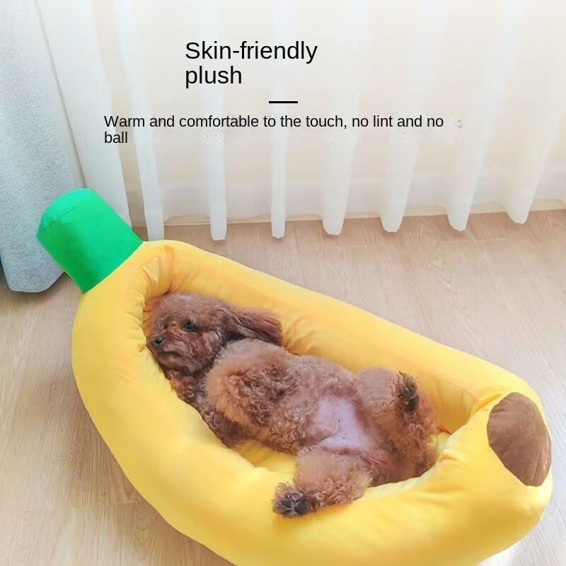 Comfortable All-Season Non-Slip Durable Pet Banana Bed Dog Bed Cat Bed Thick Warm PP Cotton Cat Dog Mat for Sale