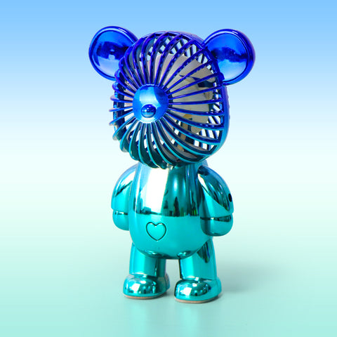 Colorful Gradient Bear USB Rechargeable Mini Fan | Portable 3-Speed Quiet Desk Fan