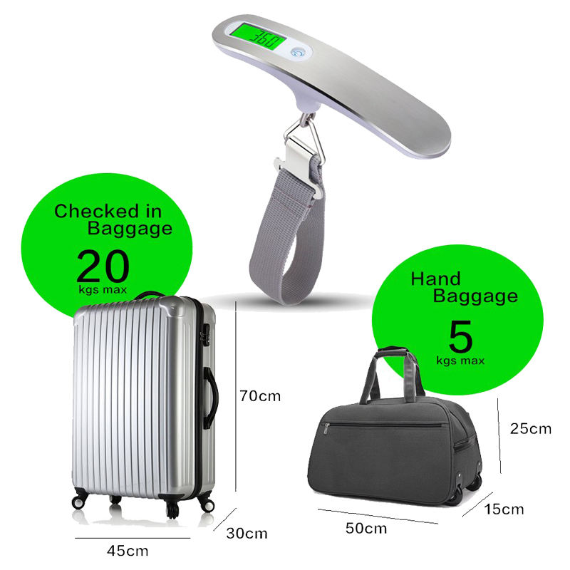 Portable Digital Luggage Scale 50kg | Stainless Steel Electronic Hanging Travel Scale
