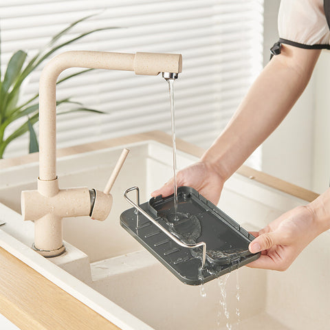 Kitchen Dishwasher Storage Rack with Soap Dispenser | Sink Organizer for Dish Soap & Sponge