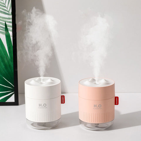 Snow Mountain USB Humidifier with LED Night Light, 500ml Mini Desktop Cool Mist Humidifier, Rechargeable or USB Powered