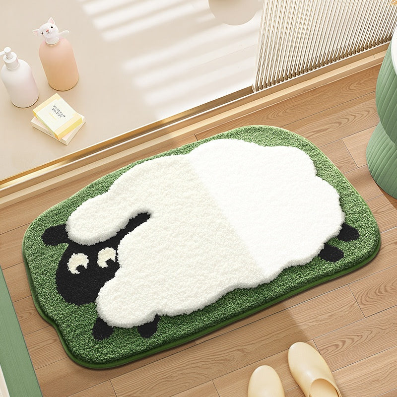 Bathroom non slip floor mat with unique and creative flocking foot pad home bathtub mat