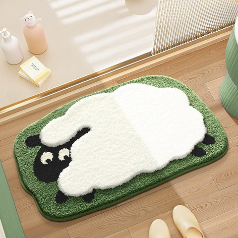 Bathroom non slip floor mat with unique and creative flocking foot pad home bathtub mat