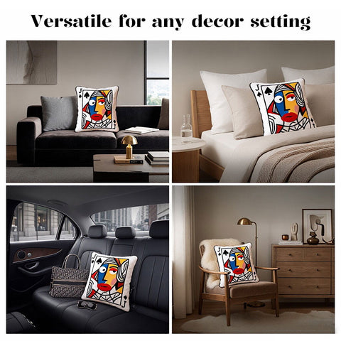 Cartoon Embroidered Square Pillow - Soft Quirky Big Eyes Game Cushion, Decorative Plush Throw Pillow for Home & Bedroom