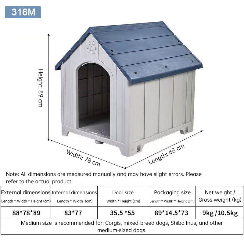 Heavy Duty Outdoor Dog House | Waterproof Insulated Pet Shelter Kennel for Dogs