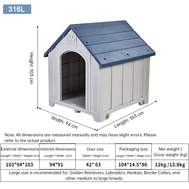 Heavy Duty Outdoor Dog House | Waterproof Insulated Pet Shelter Kennel for Dogs