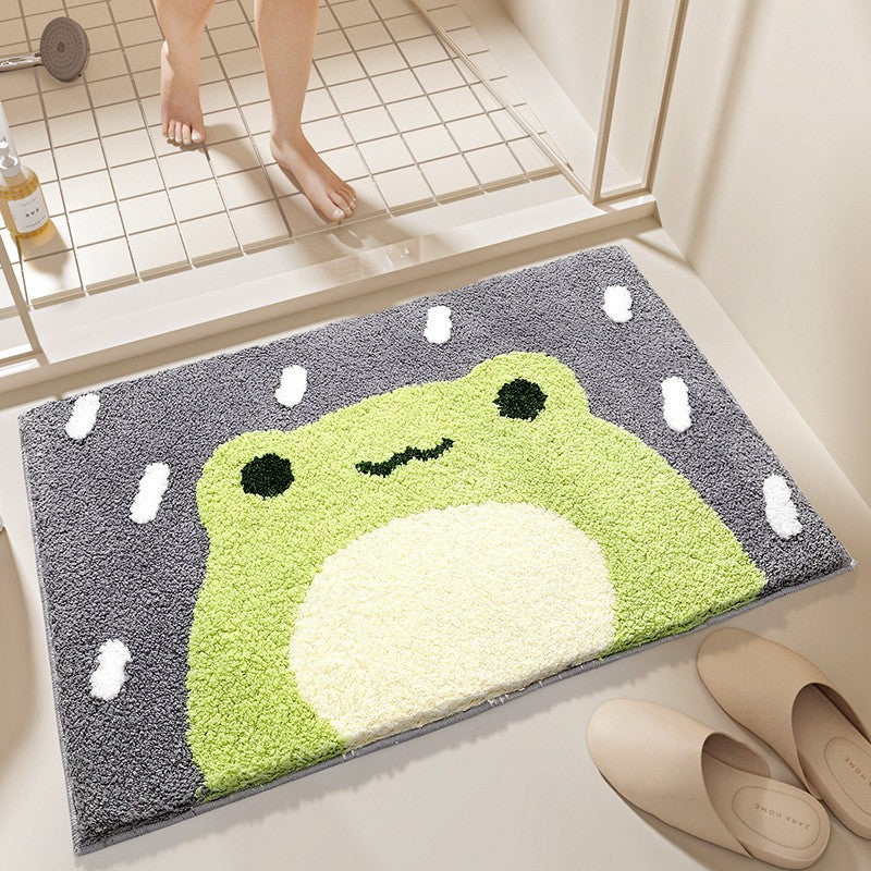 Bathroom non slip floor mat with unique and creative flocking foot pad home bathtub mat