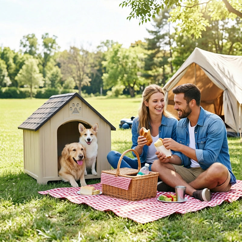 Heavy Duty Outdoor Dog House | Waterproof Insulated Pet Shelter Kennel for Dogs