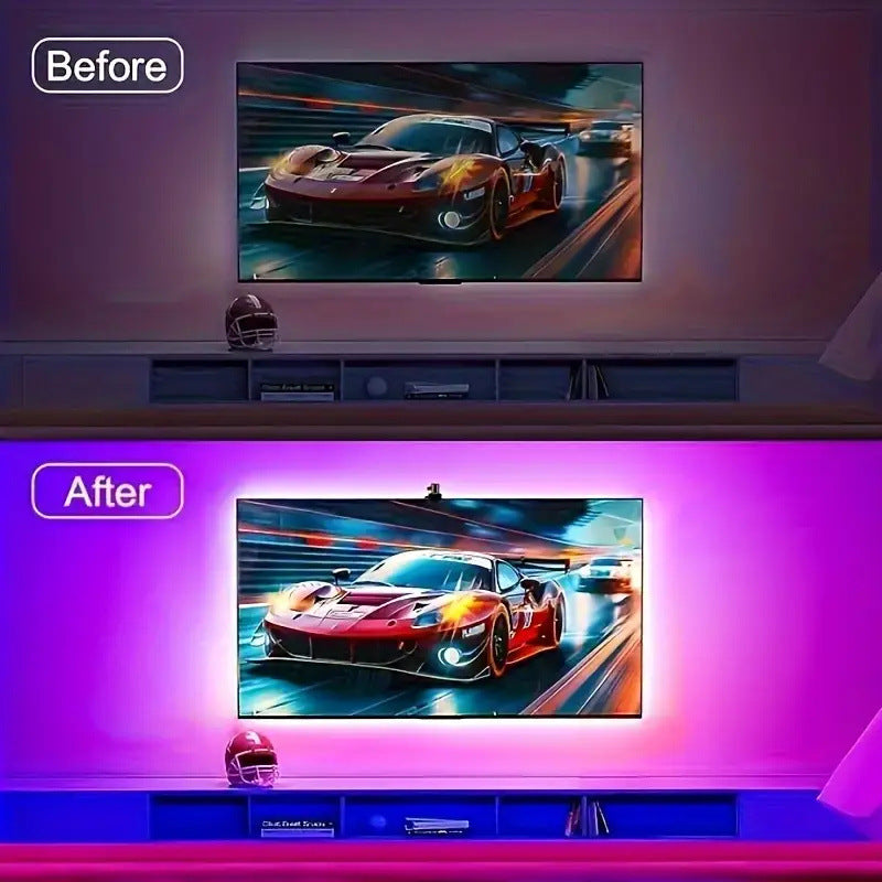 USB TV Screen Mirroring Ambient Light Smart Screen-Camera Sync Flowing Color Changing RGB Colorful LED Strip Light
