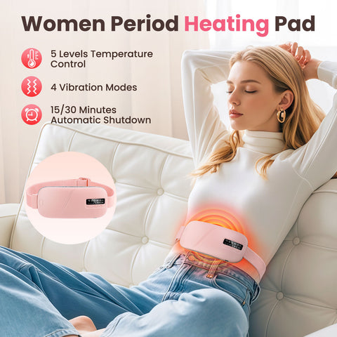 Wireless Heat Therapy Massage Belt | Portable Heating Belt with Vibration & USB-C Rechargeable
