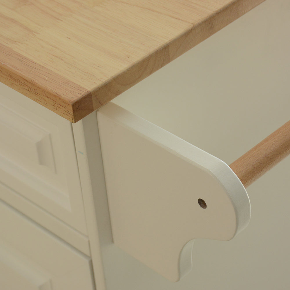 Mobile Kitchen Island Cart with Storage | Rolling Kitchen Cabinet with Rubber Wood Top & Drawers