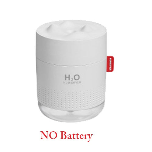 Snow Mountain USB Humidifier with LED Night Light, 500ml Mini Desktop Cool Mist Humidifier, Rechargeable or USB Powered