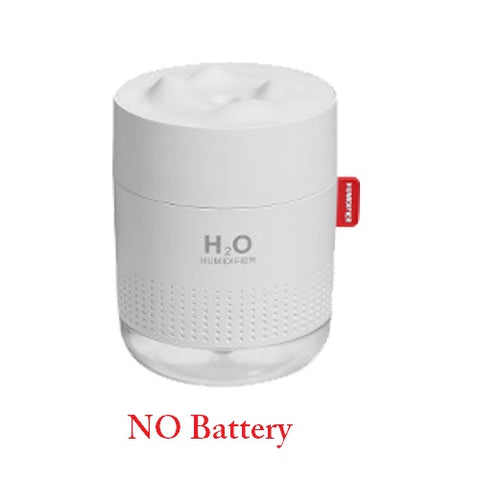 Snow Mountain USB Humidifier with LED Night Light, 500ml Mini Desktop Cool Mist Humidifier, Rechargeable or USB Powered