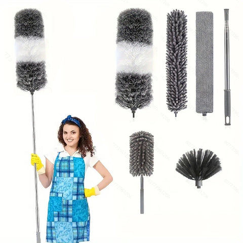 Extendable Microfiber Duster, Telescopic Ceiling & Home Dust Cleaner, Flexible Long Reach Cleaning Tool