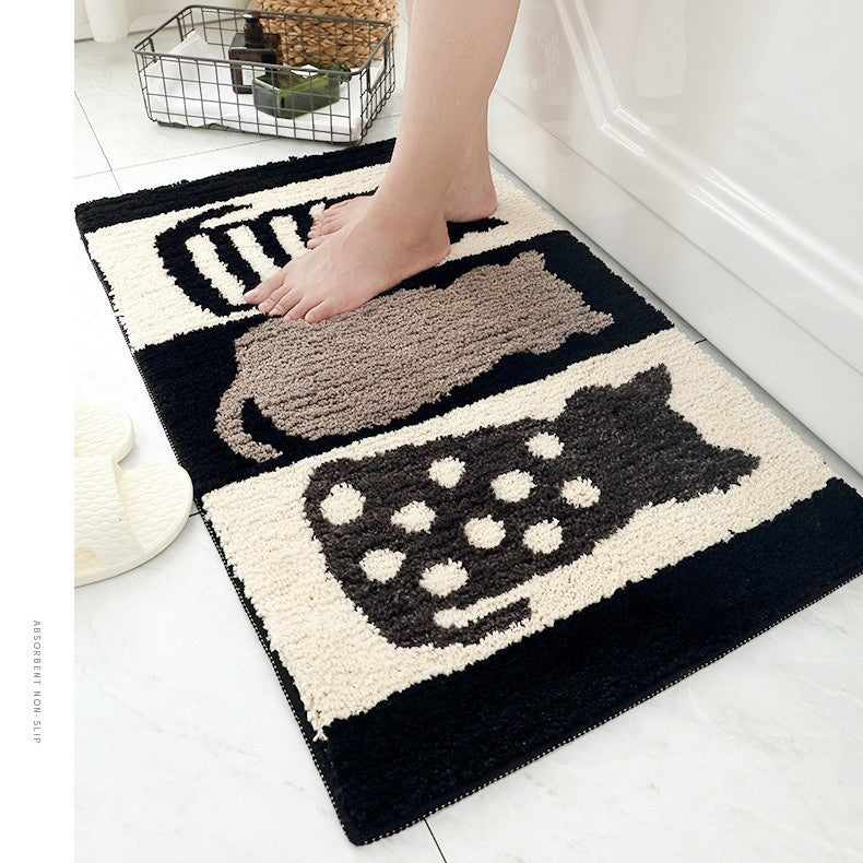 Bathroom non slip floor mat with unique and creative flocking foot pad home bathtub mat