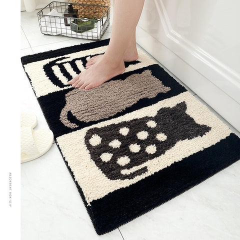 Bathroom non slip floor mat with unique and creative flocking foot pad home bathtub mat