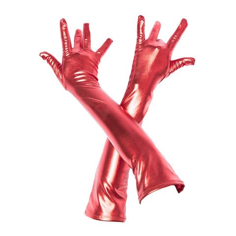 Patent Leather Five-Finger Gloves for Adults, Stylish Roleplay & Costume Accessories
