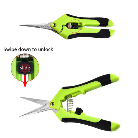Multifunction Garden Pruning Shears, Green Stainless Steel Gardening Scissors for Flowers, Herbs & Small Branches