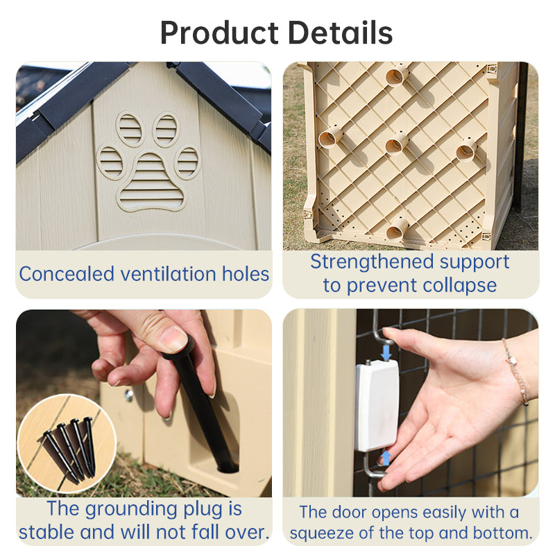 Heavy Duty Outdoor Dog House | Waterproof Insulated Pet Shelter Kennel for Dogs