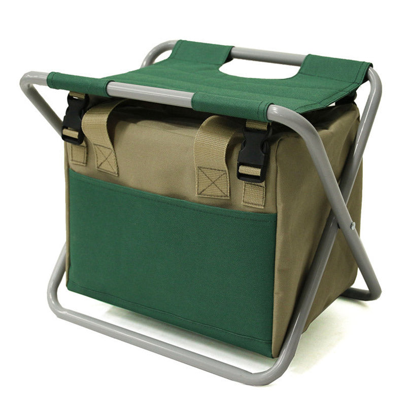 Foldable Garden Stool with Storage Bag, Portable Gardening Seat, Heavy-Duty Oxford Cloth, Khaki & Green