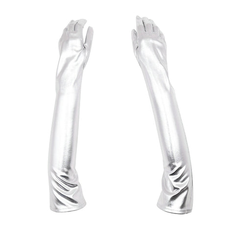 Patent Leather Five-Finger Gloves for Adults, Stylish Roleplay & Costume Accessories