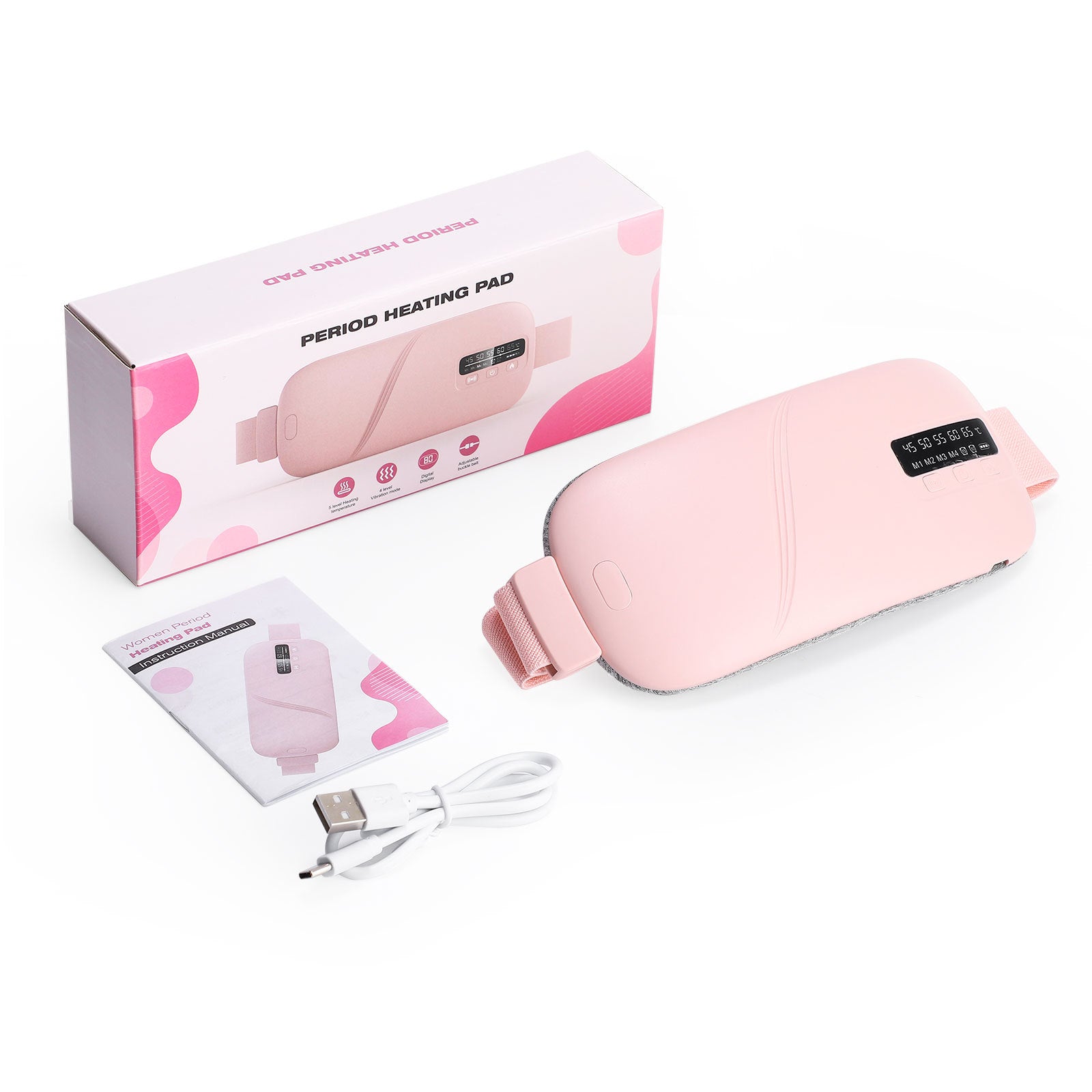 Wireless Heat Therapy Massage Belt | Portable Heating Belt with Vibration & USB-C Rechargeable