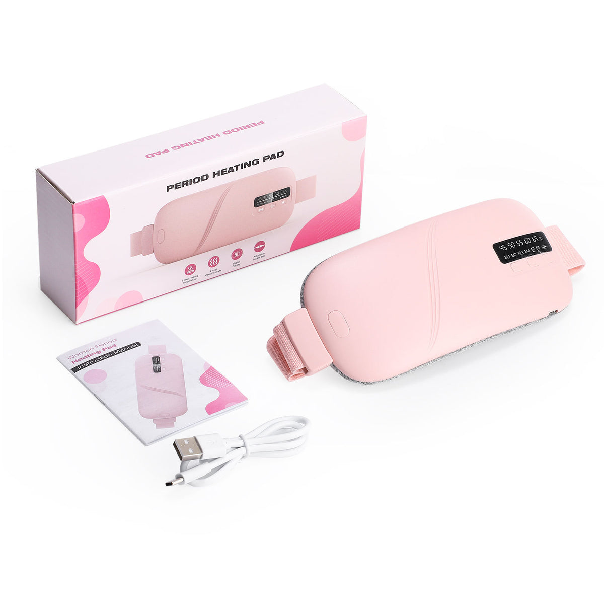 Wireless Heat Therapy Massage Belt | Portable Heating Belt with Vibration & USB-C Rechargeable