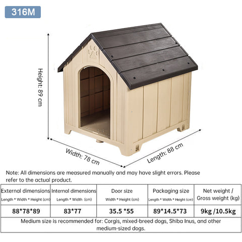 Heavy Duty Outdoor Dog House | Waterproof Insulated Pet Shelter Kennel for Dogs
