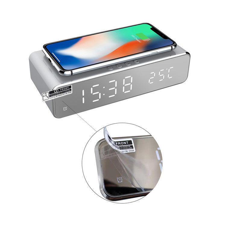 Smart LED Digital Alarm Clock with Wireless Charging | Temperature Display Desk Clock