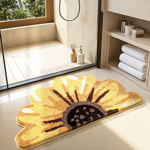 Bathroom non slip floor mat with unique and creative flocking foot pad home bathtub mat